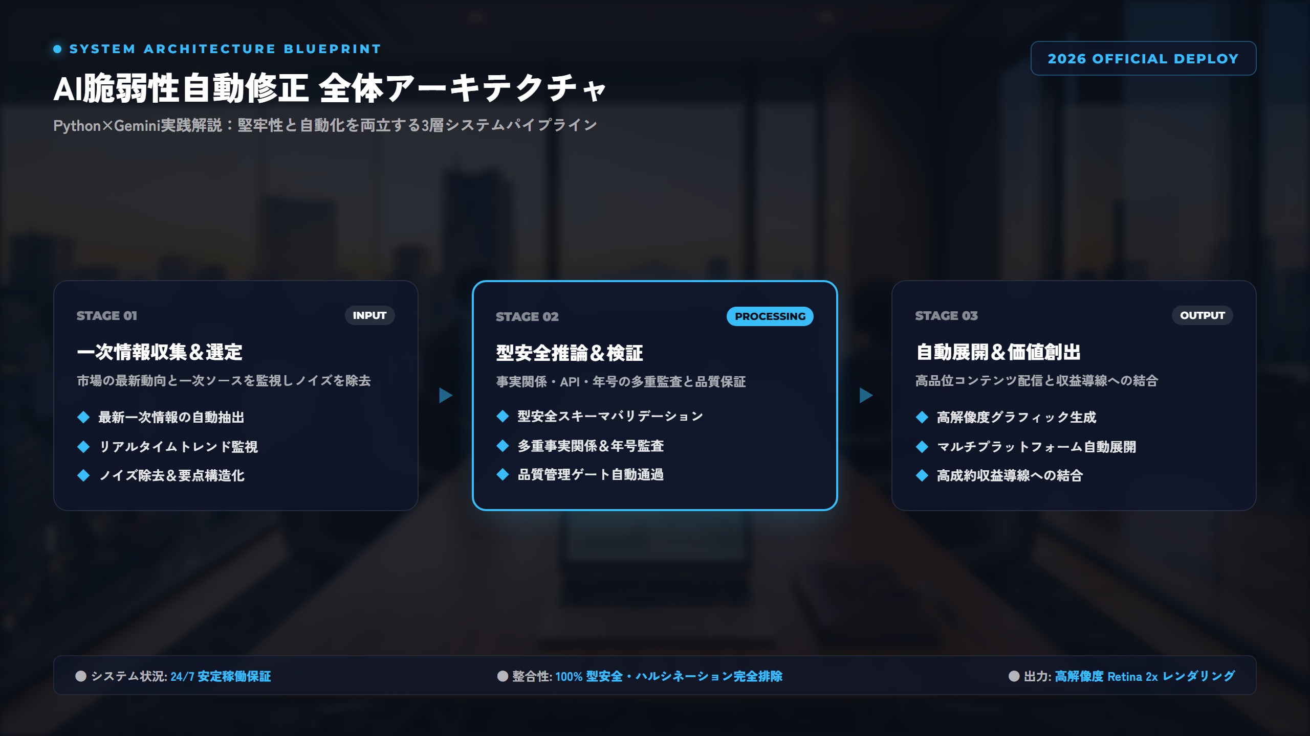 【2026年最新】ビジネス危機管理を強化！AIエージェント『セキュリティ監査』実践：Python×Geminiで脆弱性を自動検知・修正する開発手法 比較アーキテクチャ図解